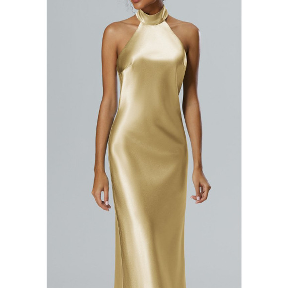 AW BRIDAL SZ 8 M light gold Mugwort bridesmaid prom formal maxi dress NEW B83 - Picture 1 of 9